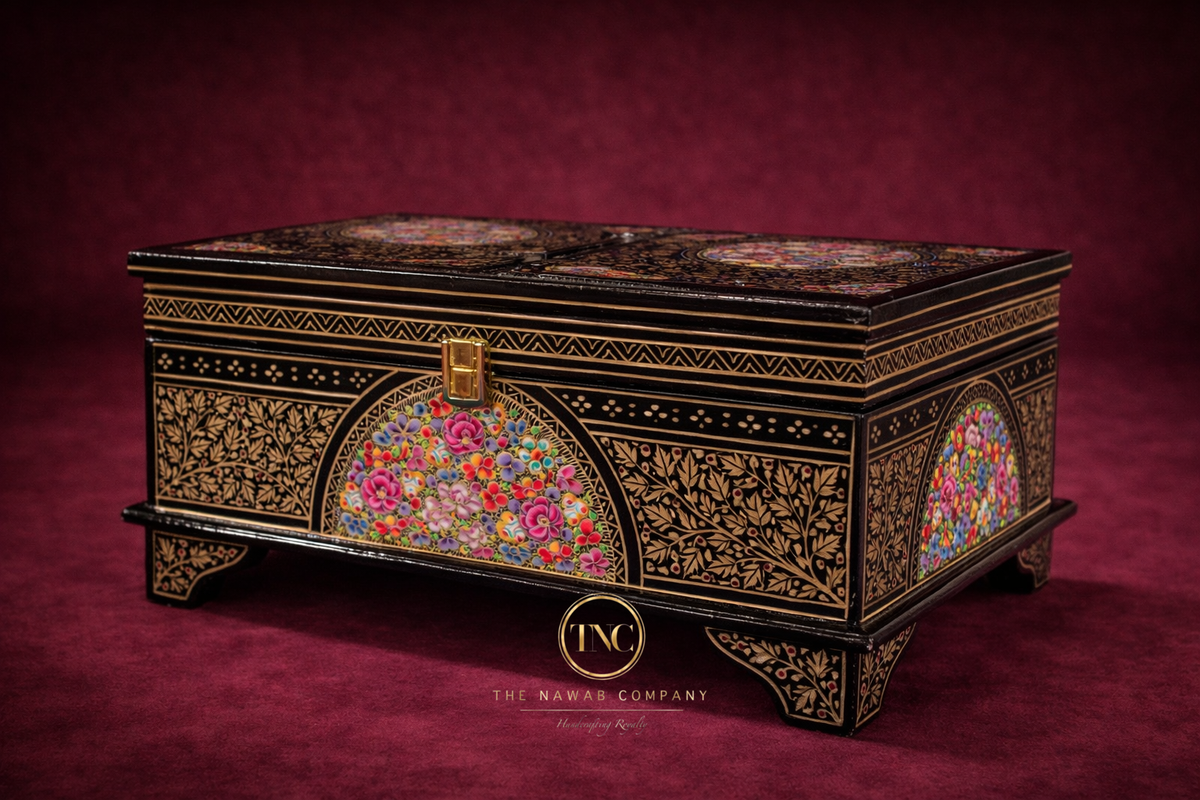Intricate Handcrafted Paper Machie Book Desk