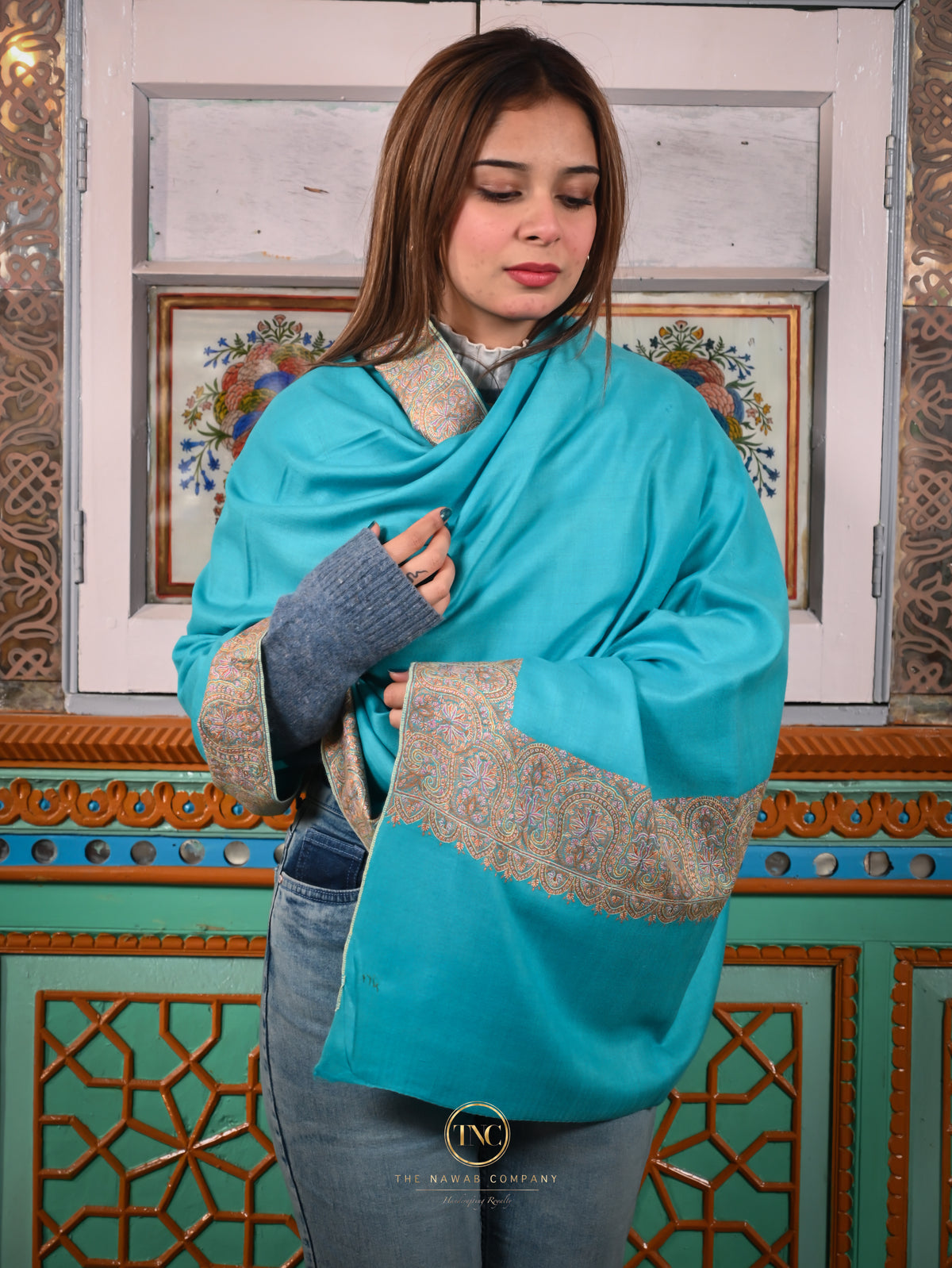 Women's Premium Pure Pashmina Semi-Carved Shawl