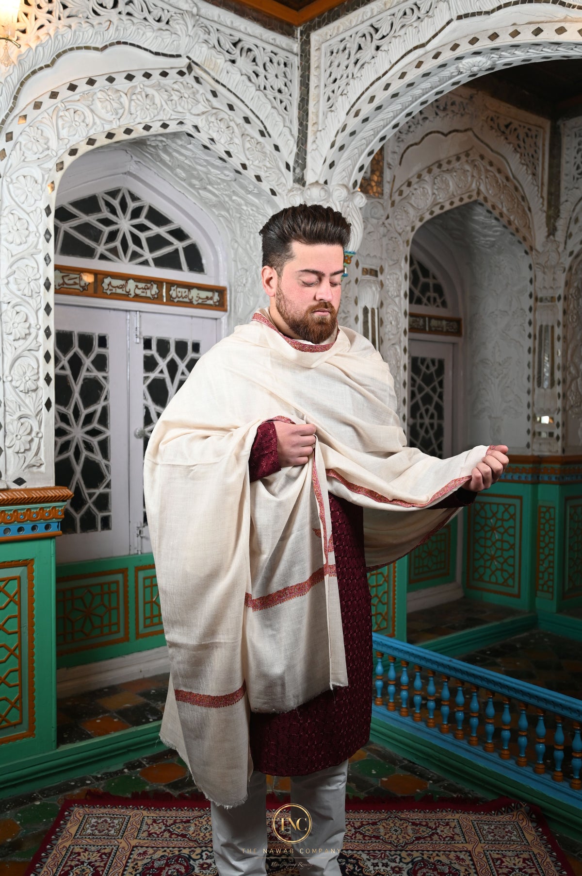 Men's Premium Pure Pashmina Shawl Beige