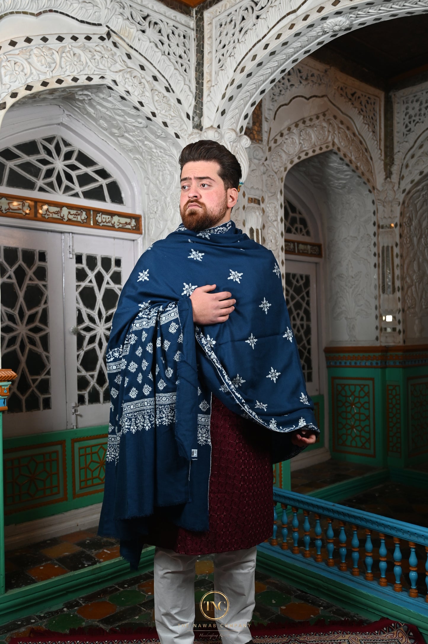 Men's Premium Pure Pashmina Shawl Navy