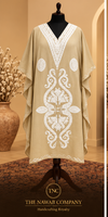 Premium Kashmiri Embroidered Beige Short Kaftan