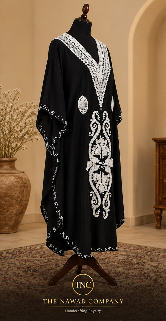 Premium Kashmiri Embroidered Black Kaftan