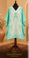 Premium Kashmiri Embroidered Mint Green Short Kaftan