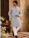 TNC BOLD STRIPE GREY KURTA SET