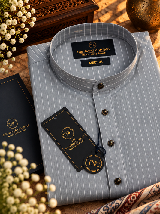TNC GREY PINSTRIPE KURTA SET