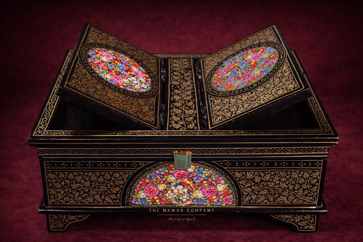Intricate Handcrafted Paper Machie Book Desk