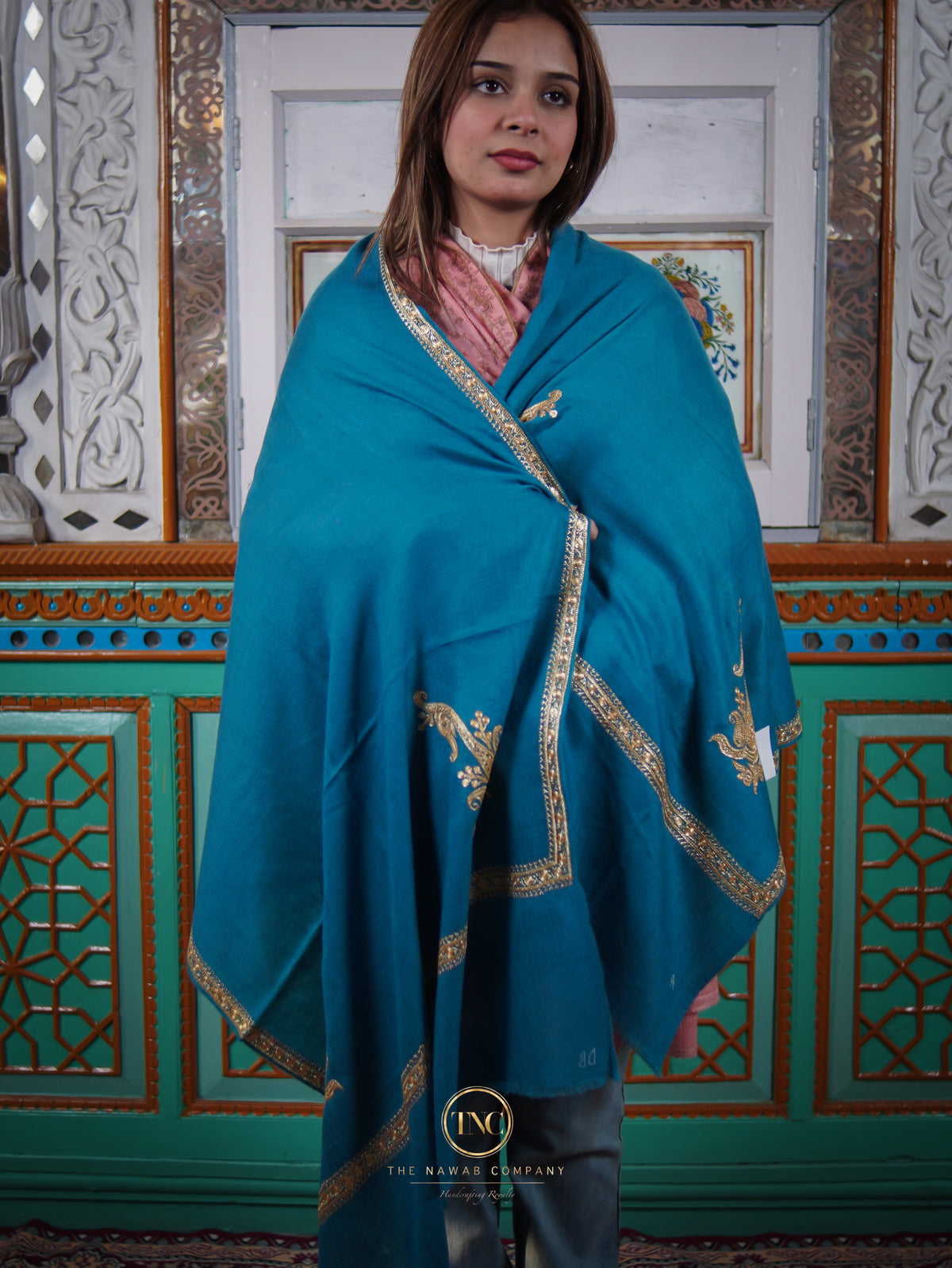 Women's Premium Pure Pashmina Semi-Carved Shawl