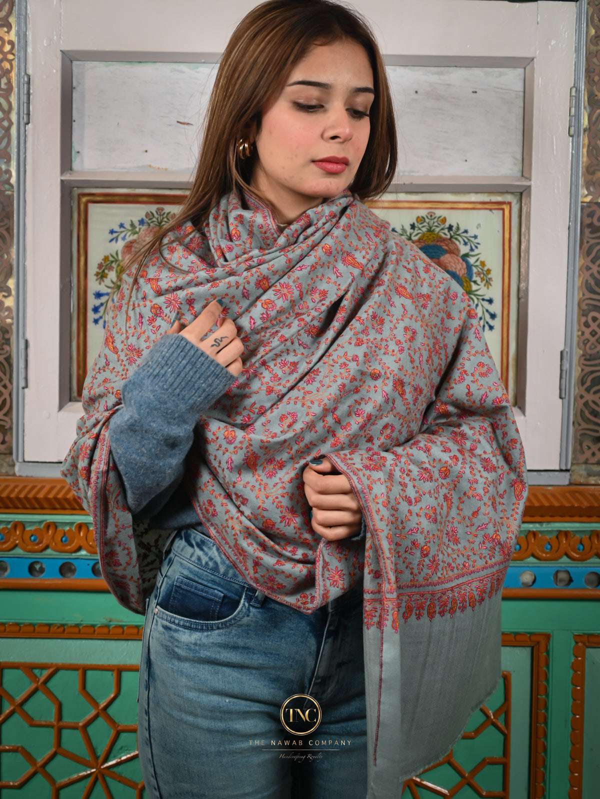 Women's Premium Pure Pashmina Full-Carved Shawl