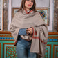 Women's Premium Pure Pashmina Semi-Carved Shawl