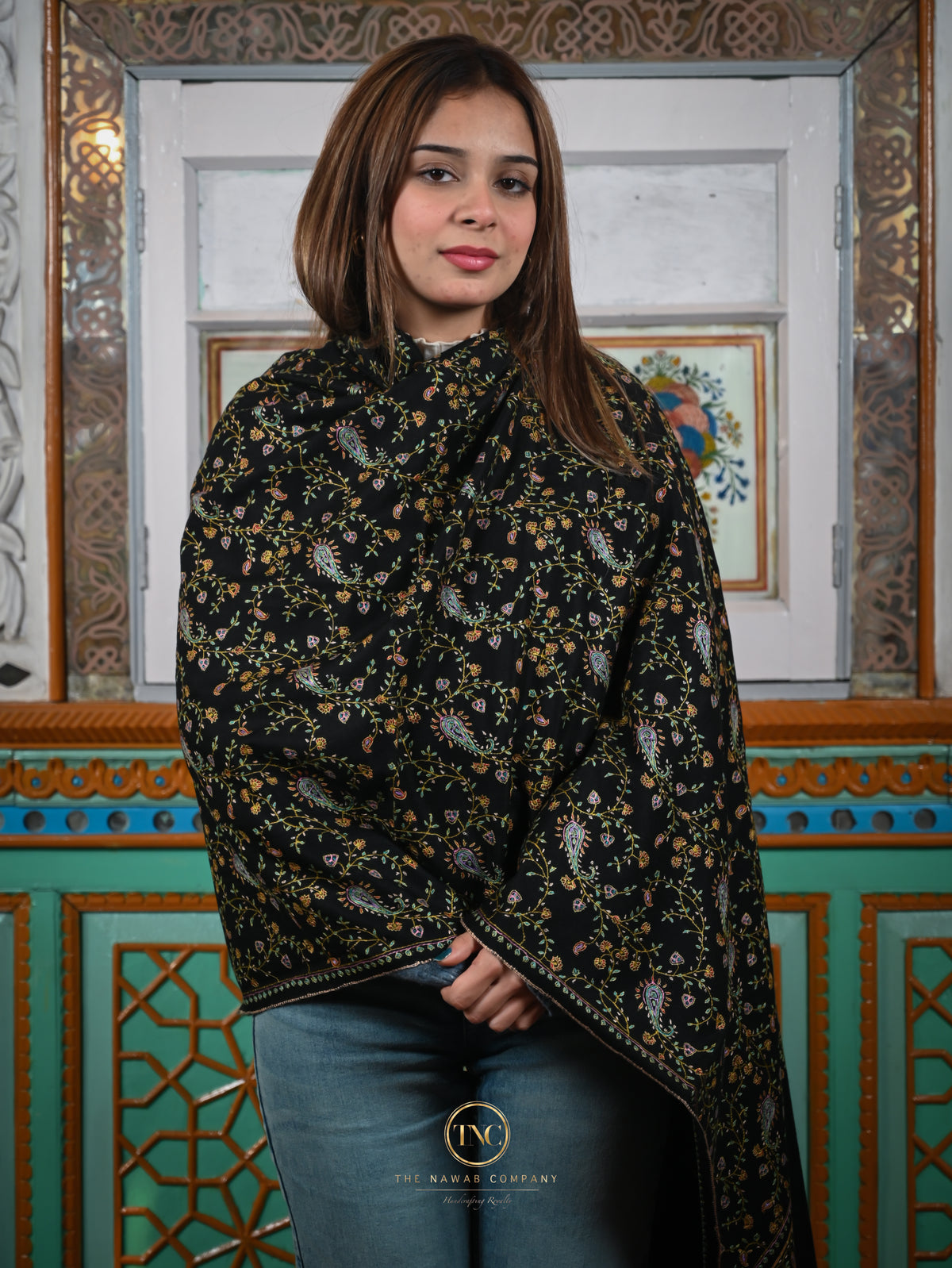 Women's Premium Pure Pashmina Full-Carved Shawl