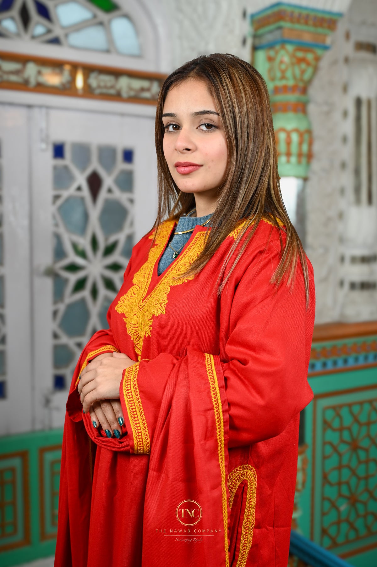 Premium Kashmiri Hand Tilla Pheran Set with Stole