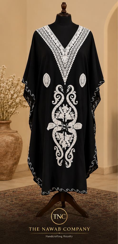 Premium Kashmiri Embroidered Black Kaftan