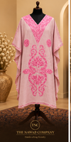Premium Kashmiri Embroidered Blush Pink Short Kaftan