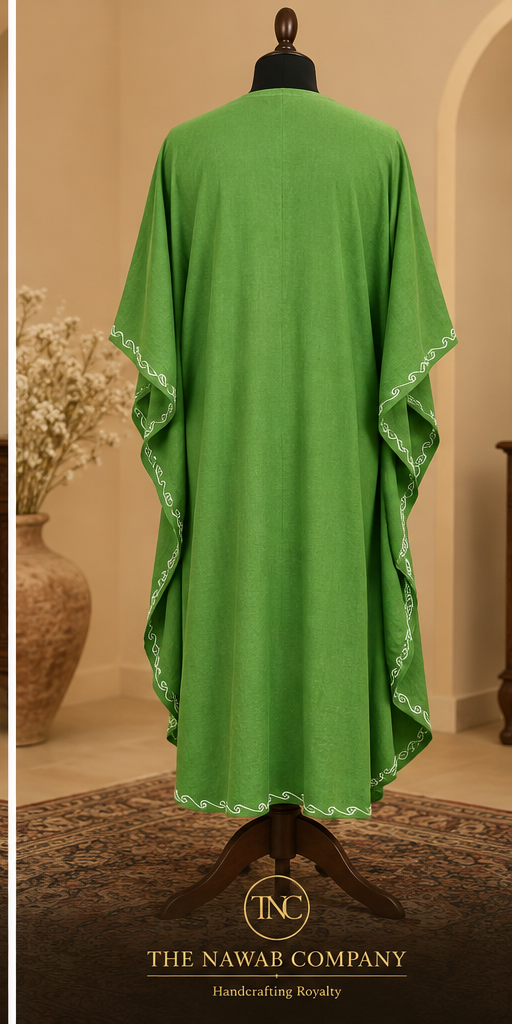 Premium Kashmiri Embroidered Green Kaftan