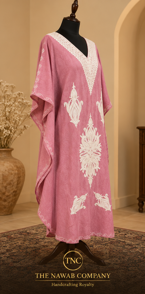 Premium Kashmiri Embroidered Pink Kaftan