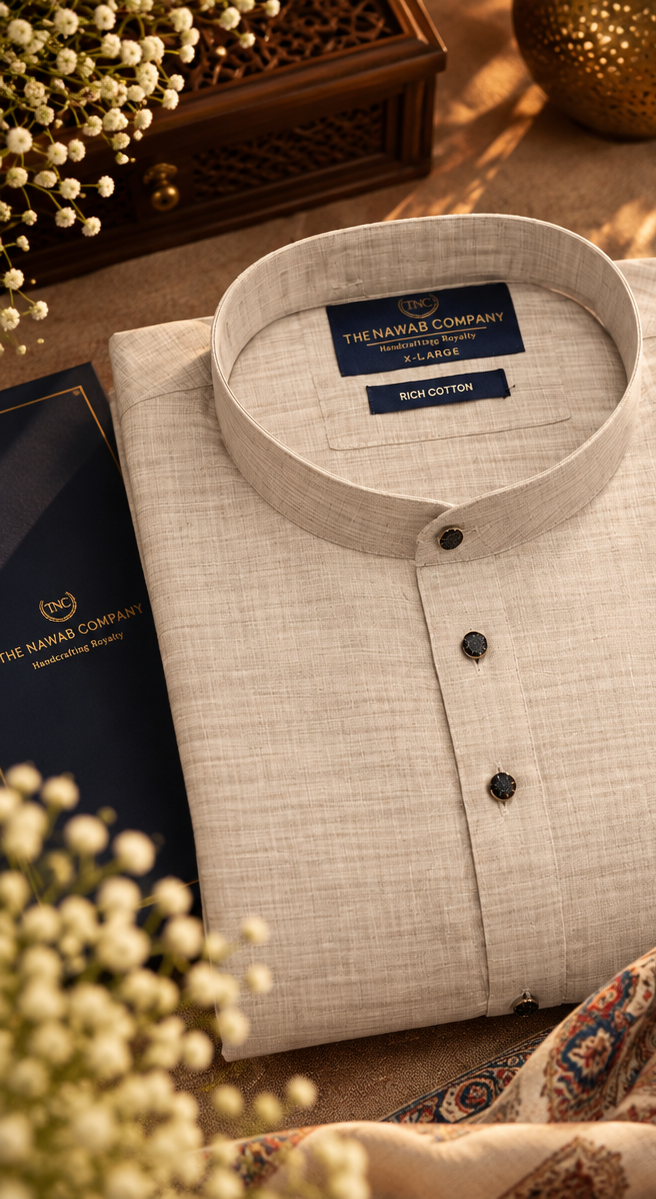 KHADI BEIGE KURTA SET