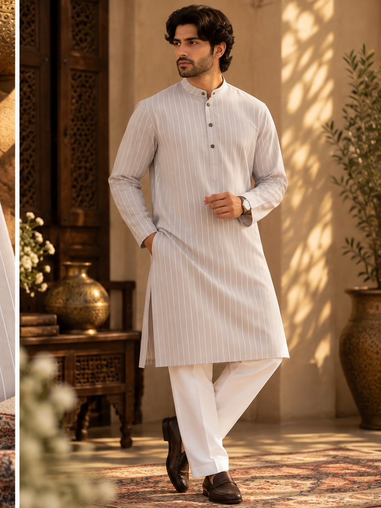 TNC STRIPED GREEN KURTA SET
