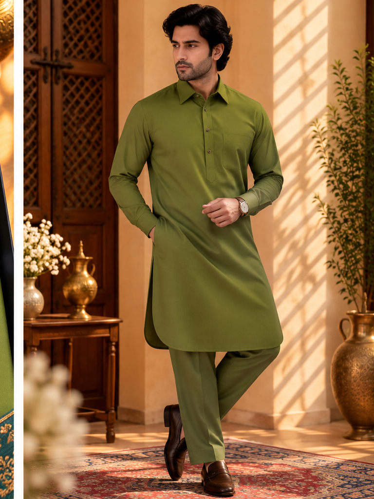 TNC GREEN PATHANI KURTA